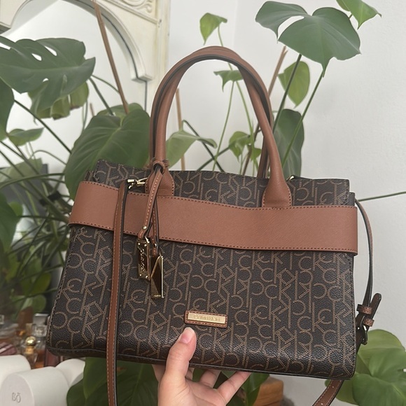 Calvin Klein Handbags - NWOT Calvin Klein Brown Satchel with Monogram Design
